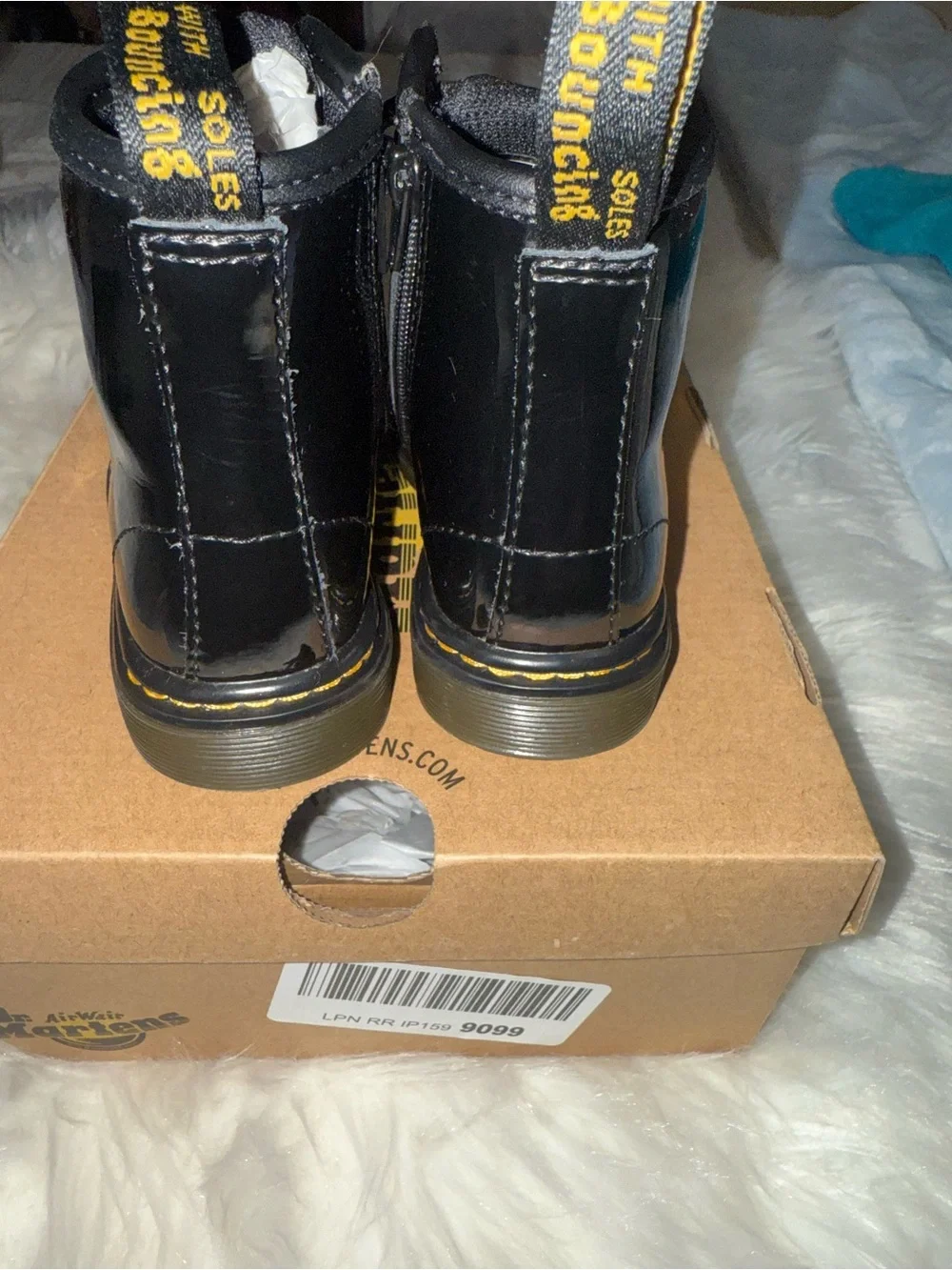 Dr. Martens Kids Black Patent Leather Lace-Up Boots